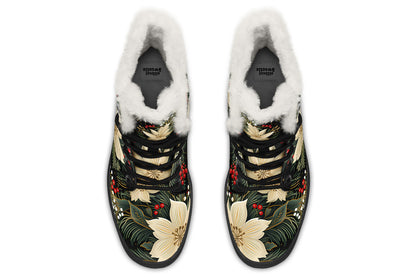Christmas Flora Faux Fur Boots - Offbeat Sweetie