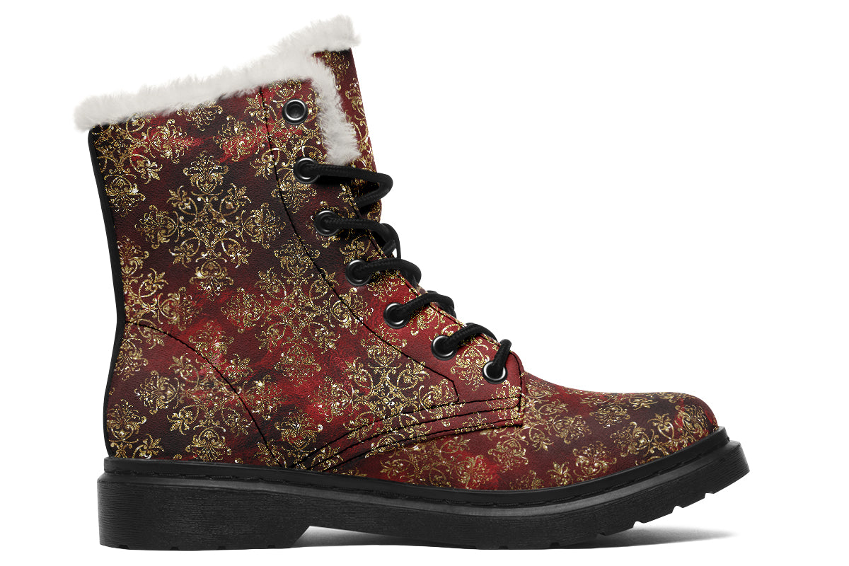 Christmas Wrapping Paper Faux Fur Boots - Offbeat Sweetie
