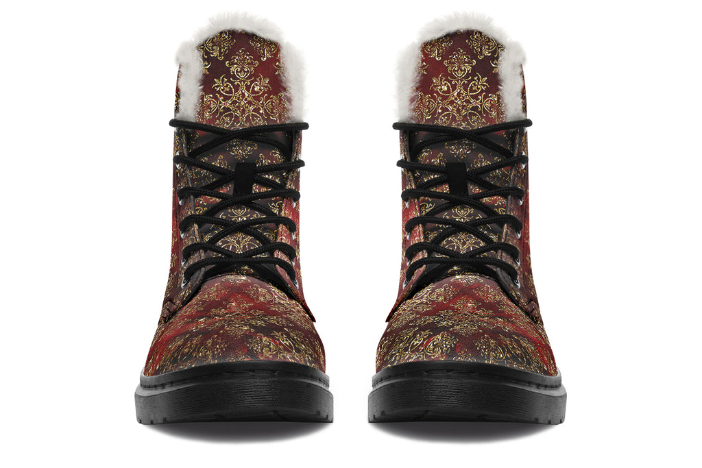 Christmas Wrapping Paper Faux Fur Boots - Offbeat Sweetie