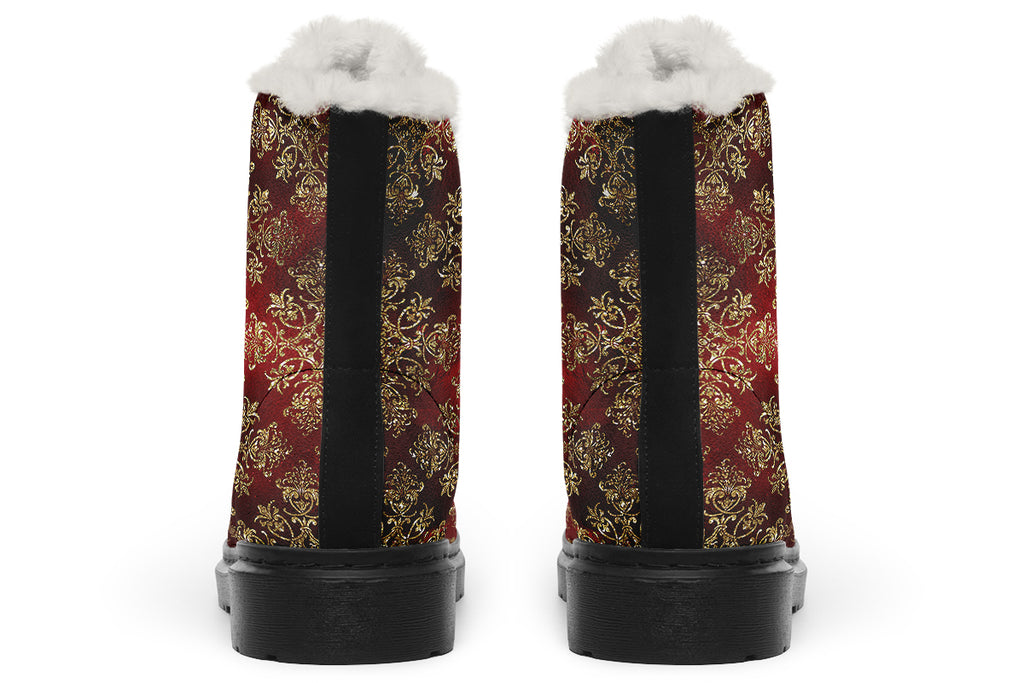 Christmas Wrapping Paper Faux Fur Boots - Offbeat Sweetie