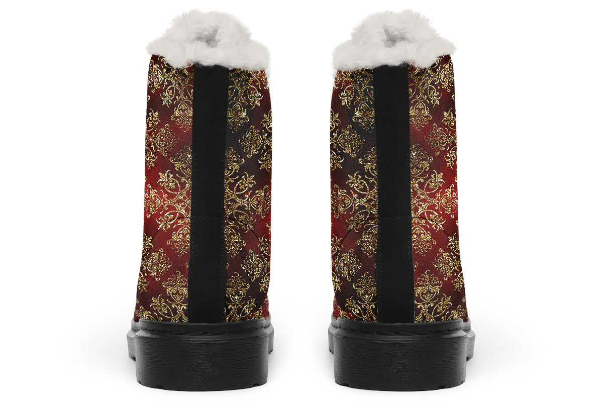 Christmas Wrapping Paper Faux Fur Boots - Offbeat Sweetie