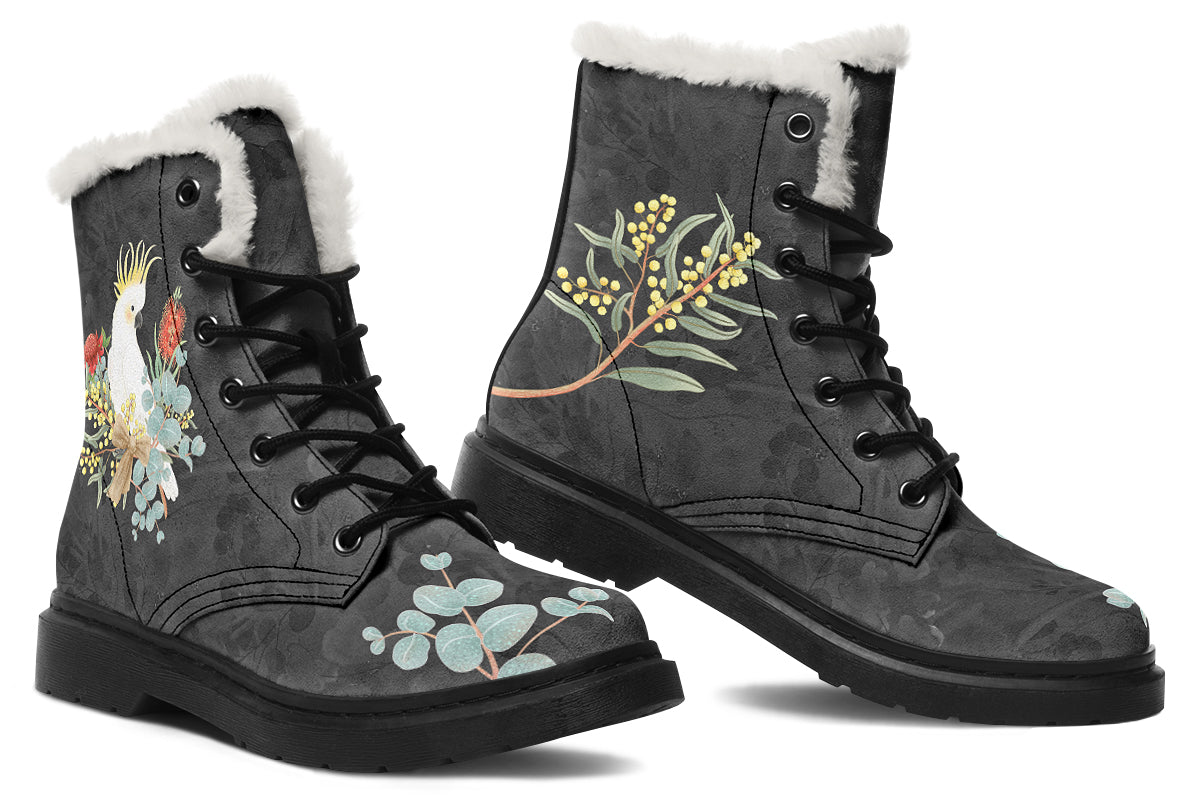 Cockatoo Faux Fur Boots - Offbeat Sweetie
