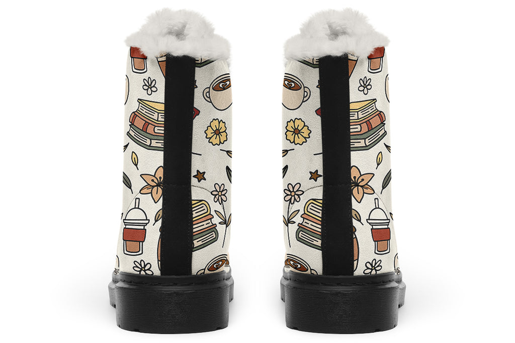 Coffee And Books Faux Fur Boots
