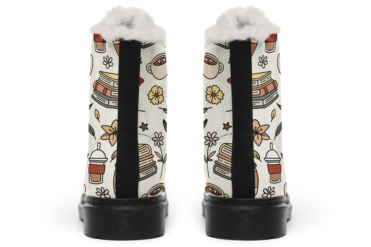 Coffee And Books Faux Fur Boots