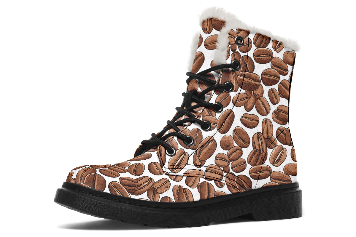 Coffee Beans Faux Fur Boots