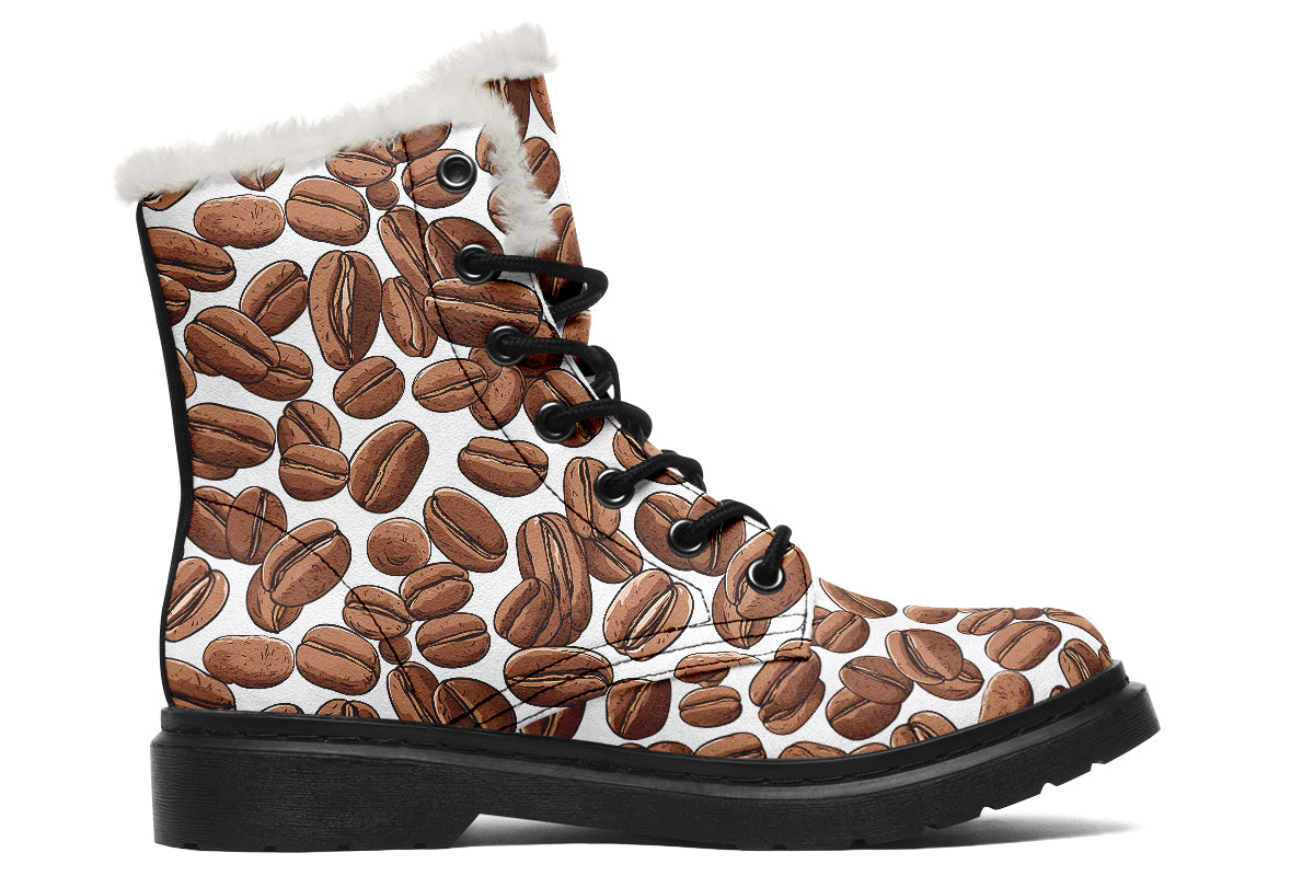 Coffee Beans Faux Fur Boots