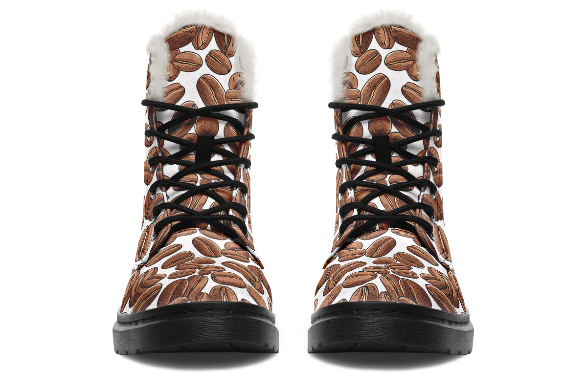 Coffee Beans Faux Fur Boots