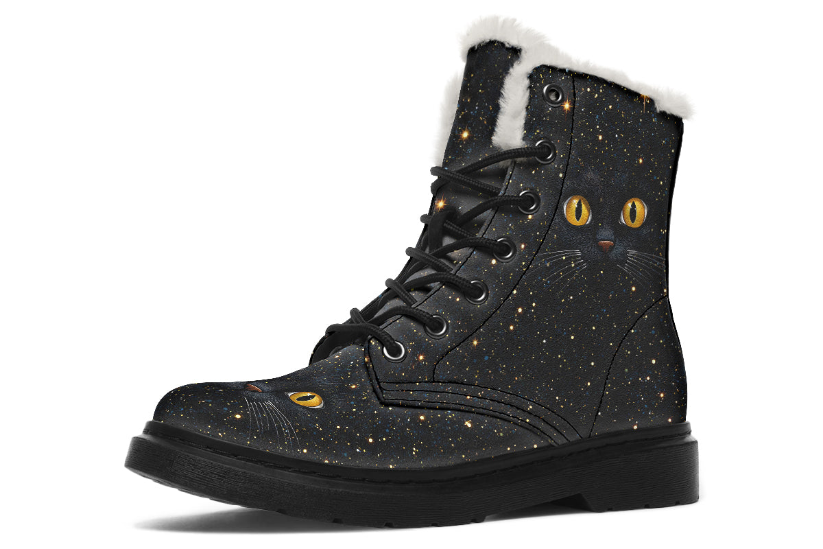 Cosmic Cat Eyes Faux Fur Boots