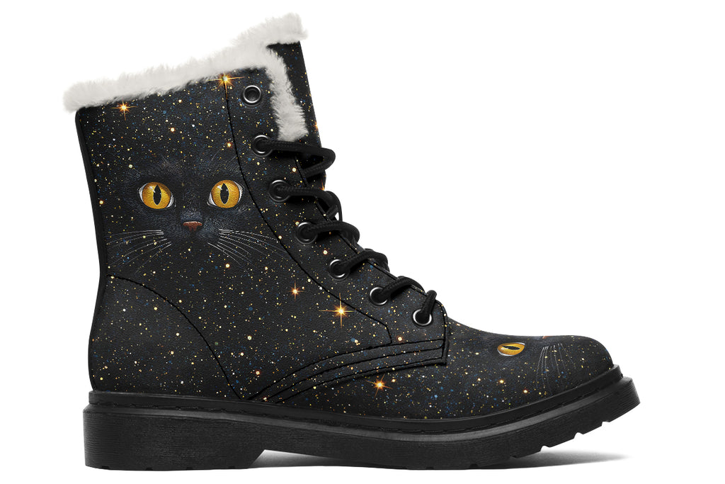 Cosmic Cat Eyes Faux Fur Boots