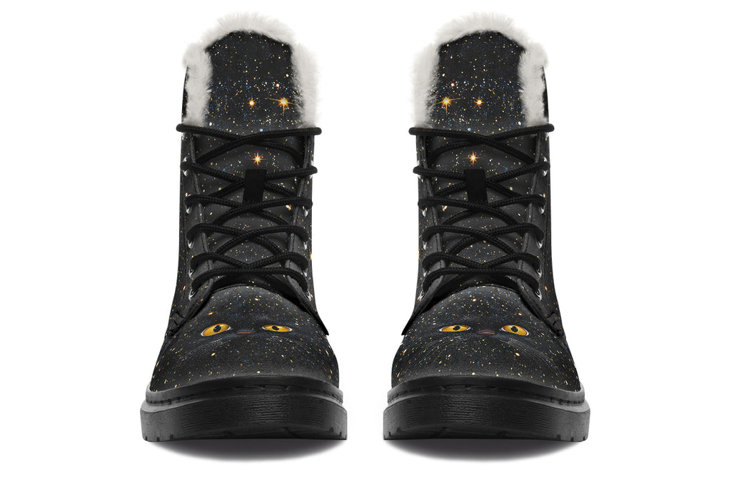 Cosmic Cat Eyes Faux Fur Boots