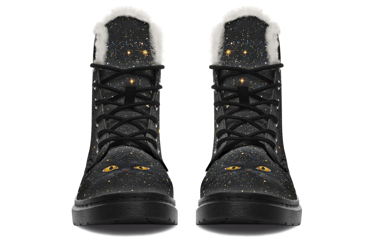 Cosmic Cat Eyes Faux Fur Boots