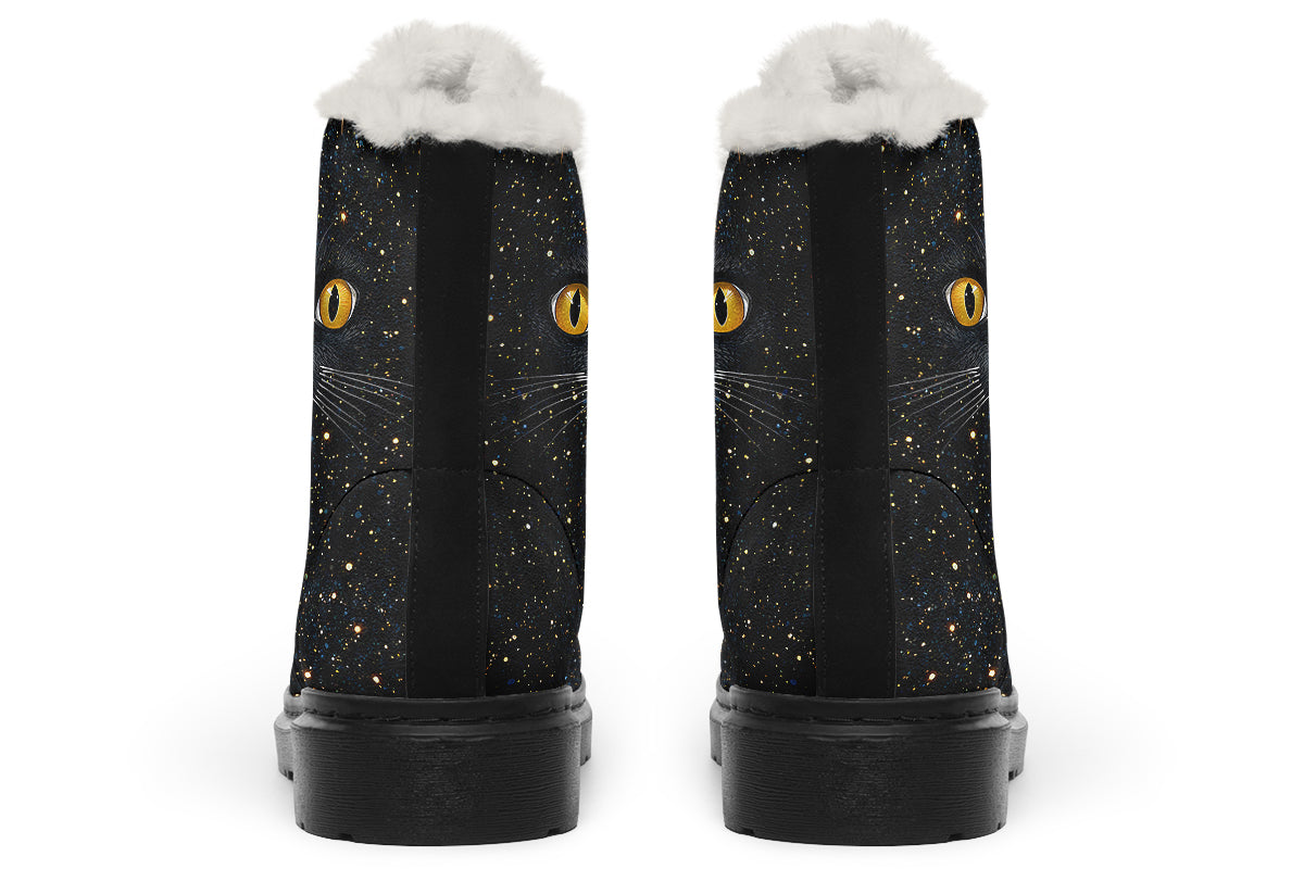 Cosmic Cat Eyes Faux Fur Boots