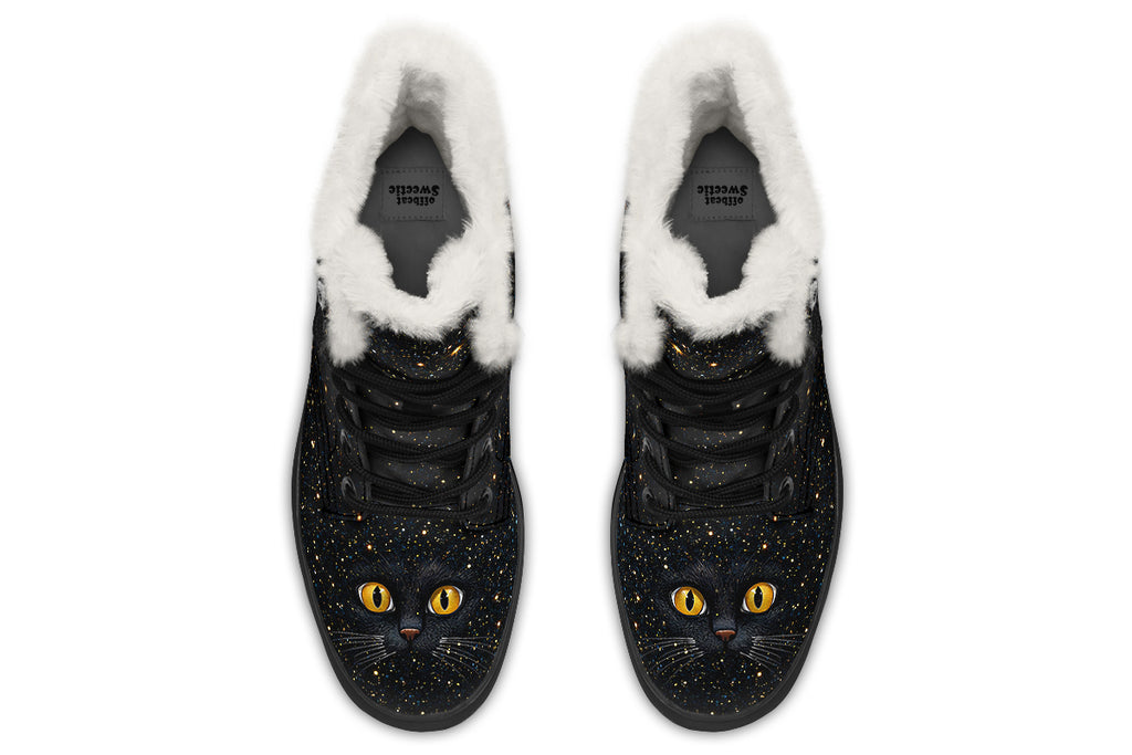 Cosmic Cat Eyes Faux Fur Boots