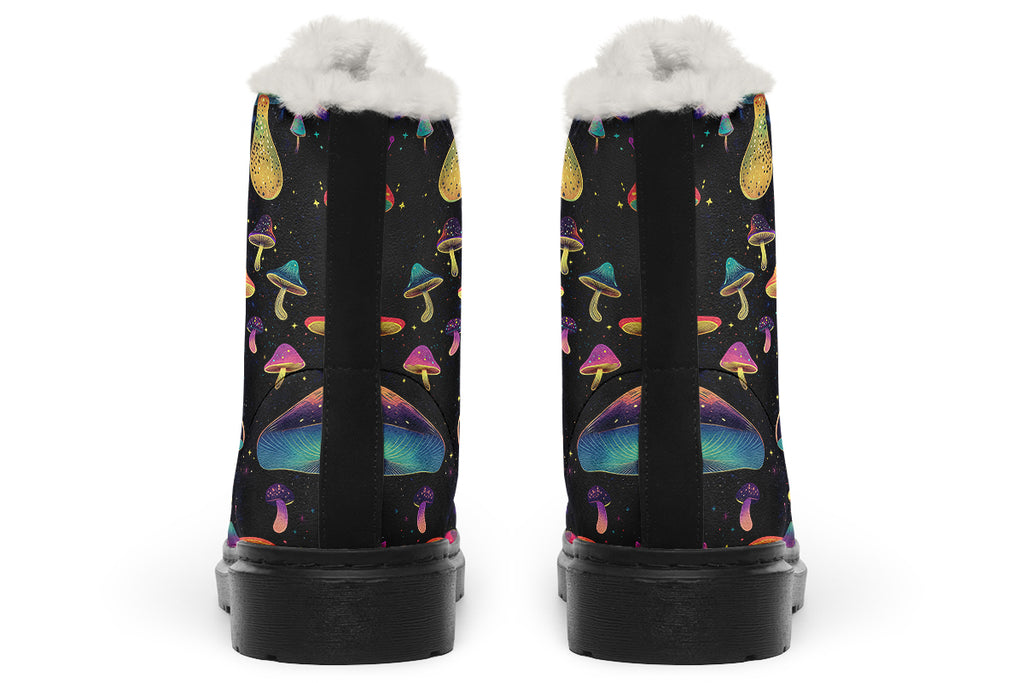 Cosmic Mushrooms Faux Fur Boots - Offbeat Sweetie