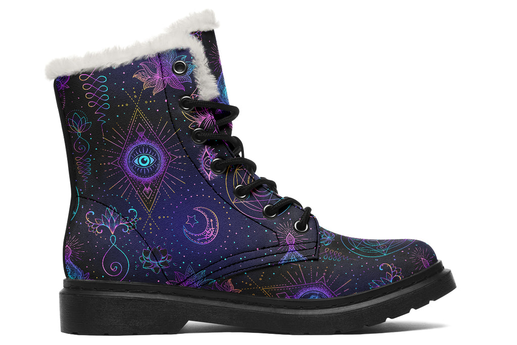 Oracle's Eye Faux Fur Boots - Offbeat Sweetie