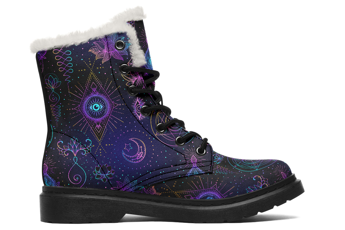 Oracle's Eye Faux Fur Boots - Offbeat Sweetie