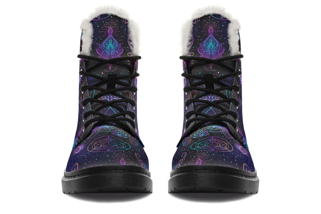 Oracle's Eye Faux Fur Boots - Offbeat Sweetie