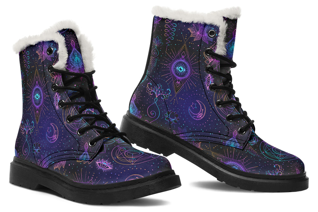Oracle's Eye Faux Fur Boots - Offbeat Sweetie