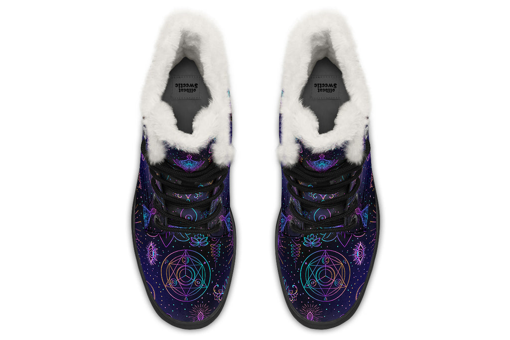 Oracle's Eye Faux Fur Boots - Offbeat Sweetie