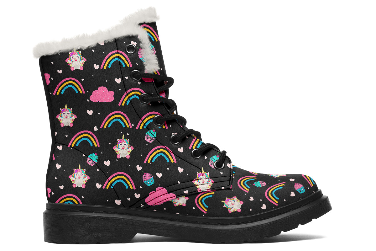 Cutesy Unicorns Faux Fur Boots - Offbeat Sweetie