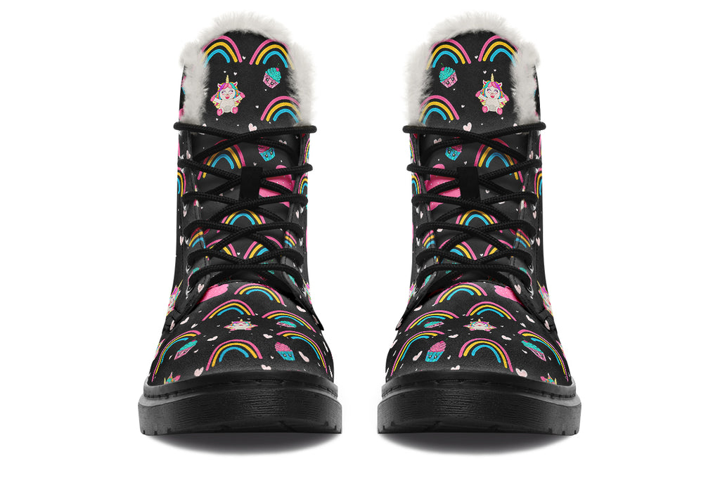 Cutesy Unicorns Faux Fur Boots - Offbeat Sweetie