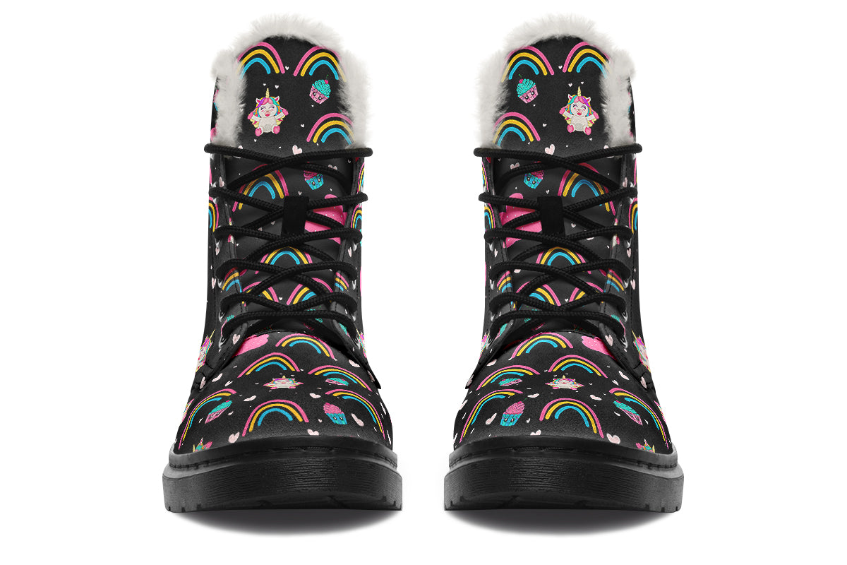 Cutesy Unicorns Faux Fur Boots - Offbeat Sweetie