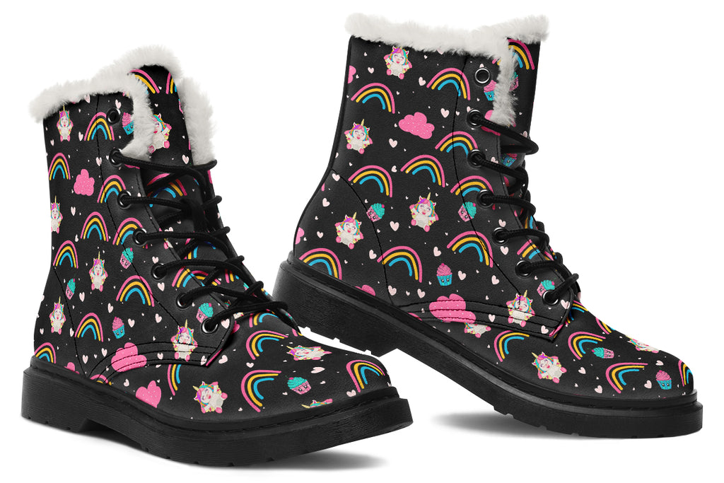Cutesy Unicorns Faux Fur Boots - Offbeat Sweetie