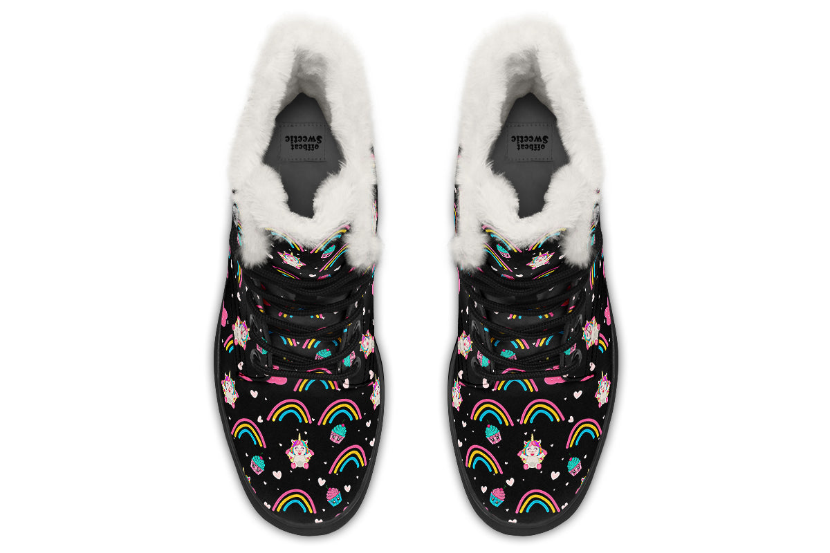 Cutesy Unicorns Faux Fur Boots - Offbeat Sweetie