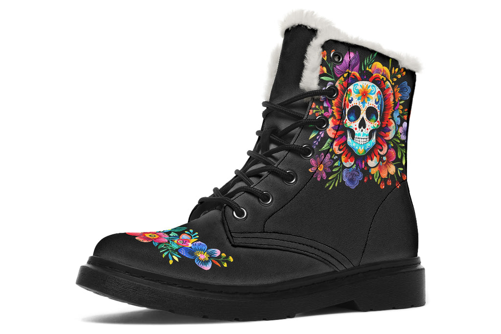 Day Of The Dead Faux Fur Boots