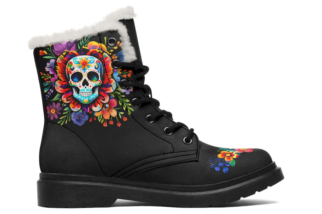 Day Of The Dead Faux Fur Boots