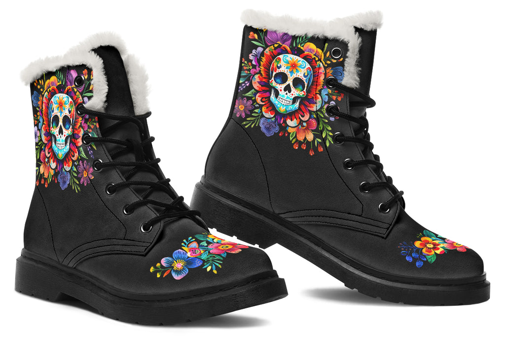 Day Of The Dead Faux Fur Boots