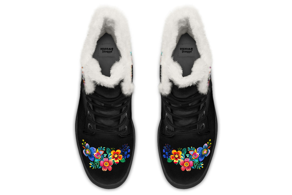 Day Of The Dead Faux Fur Boots