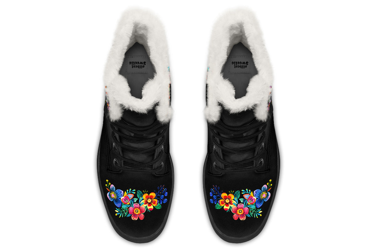 Day Of The Dead Faux Fur Boots