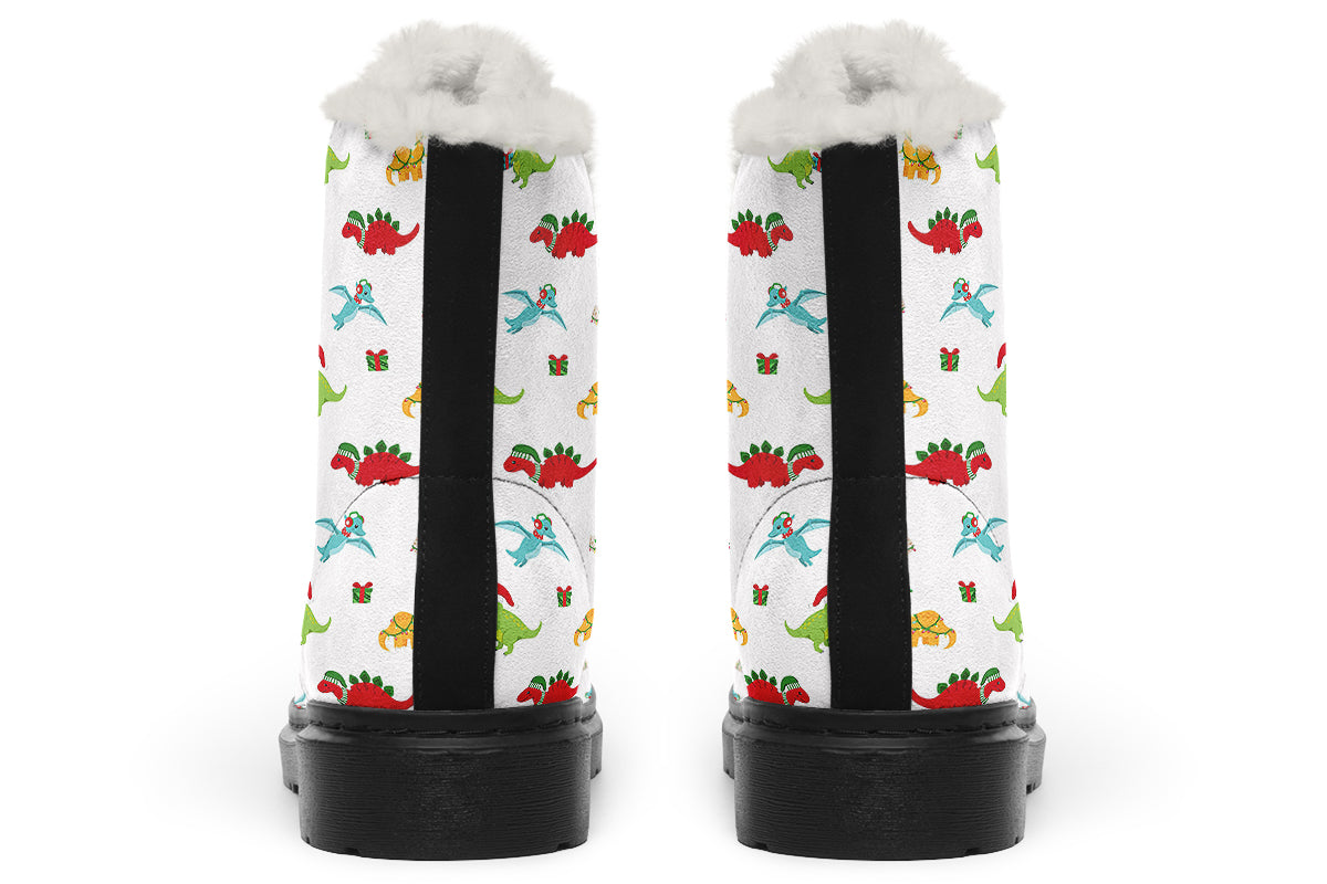 Dino Christmas Faux Fur Boots - Offbeat Sweetie