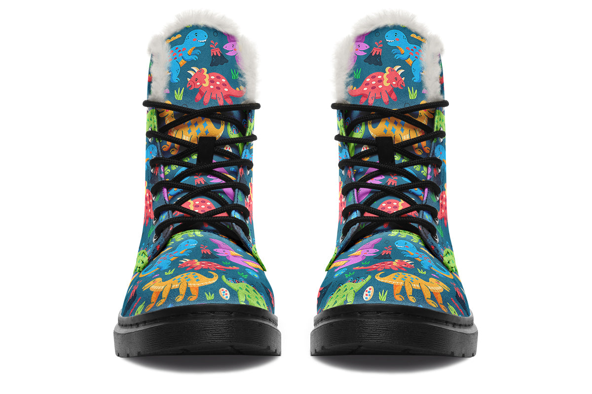 Dinosaur Friends Faux Fur Boots - Offbeat Sweetie