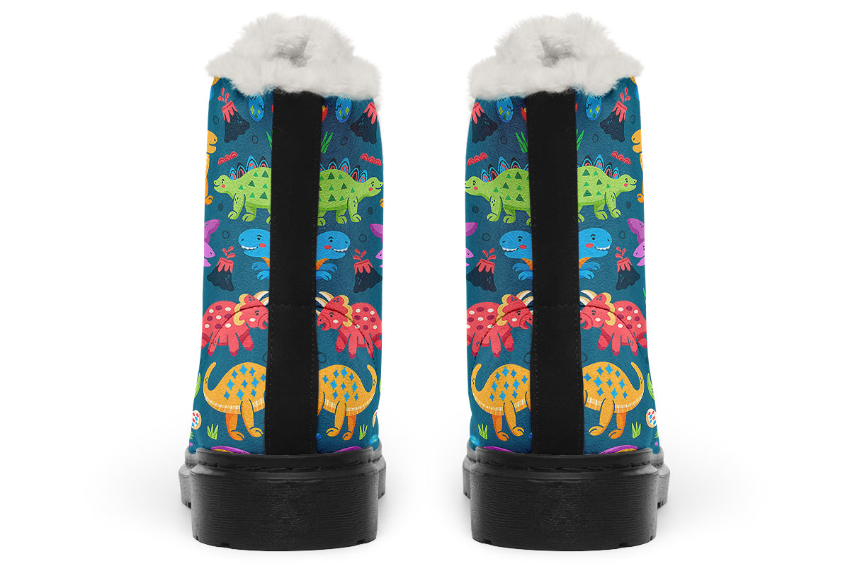 Dinosaur Friends Faux Fur Boots - Offbeat Sweetie