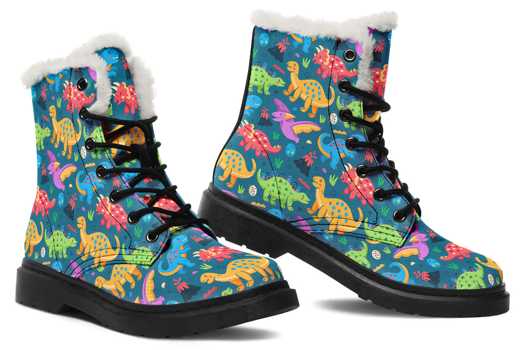 Dinosaur Friends Faux Fur Boots - Offbeat Sweetie