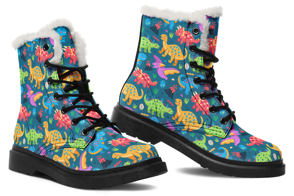 Dinosaur Friends Faux Fur Boots - Offbeat Sweetie
