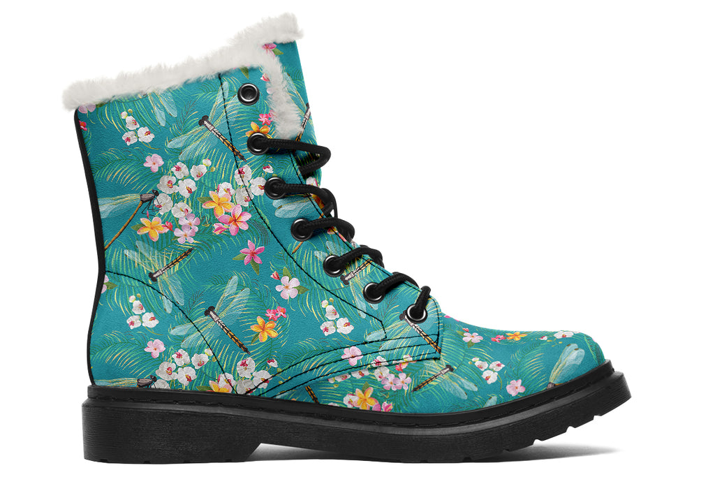 Dragonflies Faux Fur Boots - Offbeat Sweetie