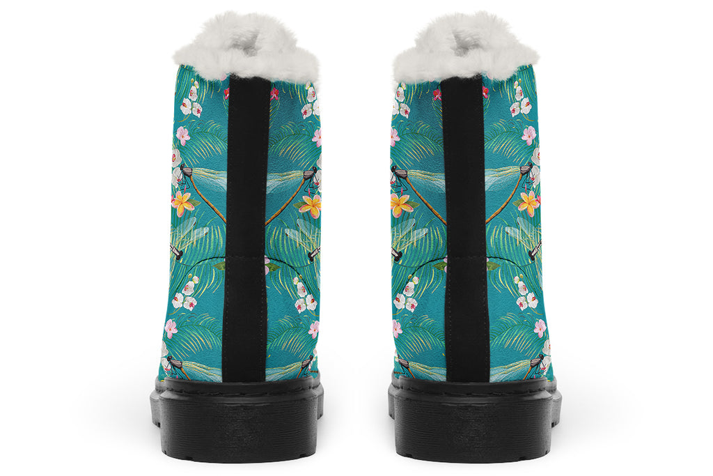 Dragonflies Faux Fur Boots - Offbeat Sweetie
