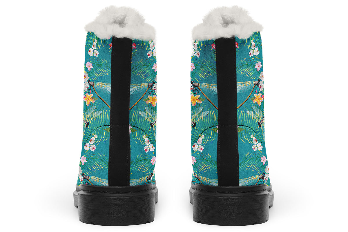 Dragonflies Faux Fur Boots - Offbeat Sweetie