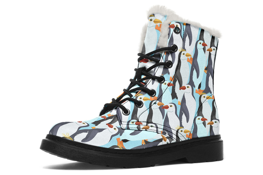 Penguin Party Faux Fur Boots - Offbeat Sweetie