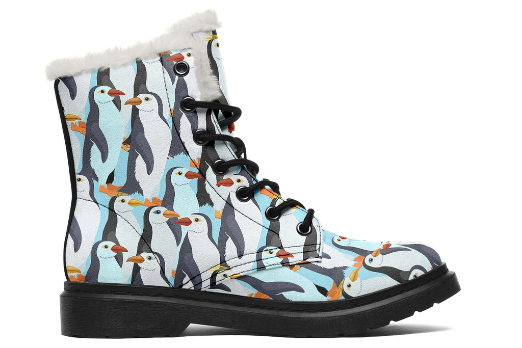 Penguin Party Faux Fur Boots - Offbeat Sweetie