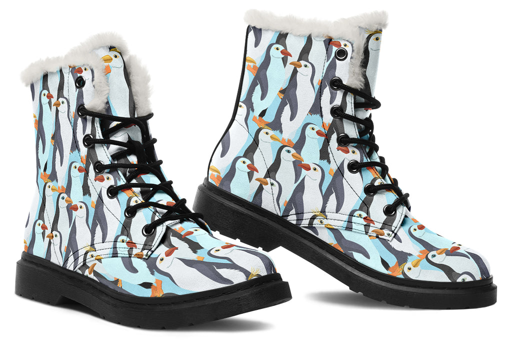Penguin Party Faux Fur Boots - Offbeat Sweetie