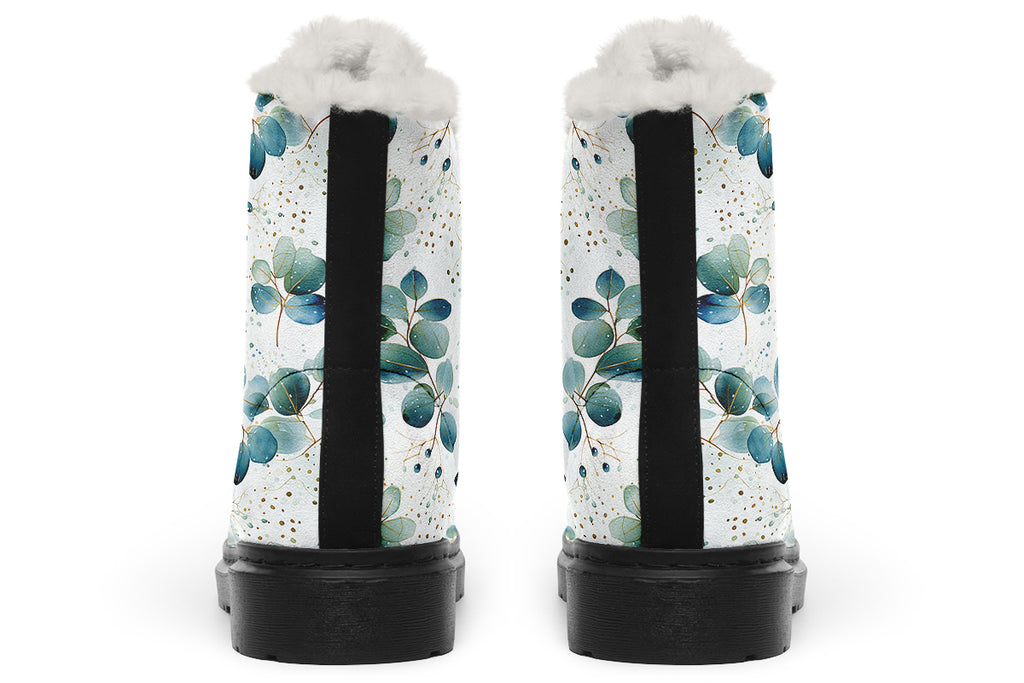 Eucalyptus Leaves Faux Fur Boots - Offbeat Sweetie