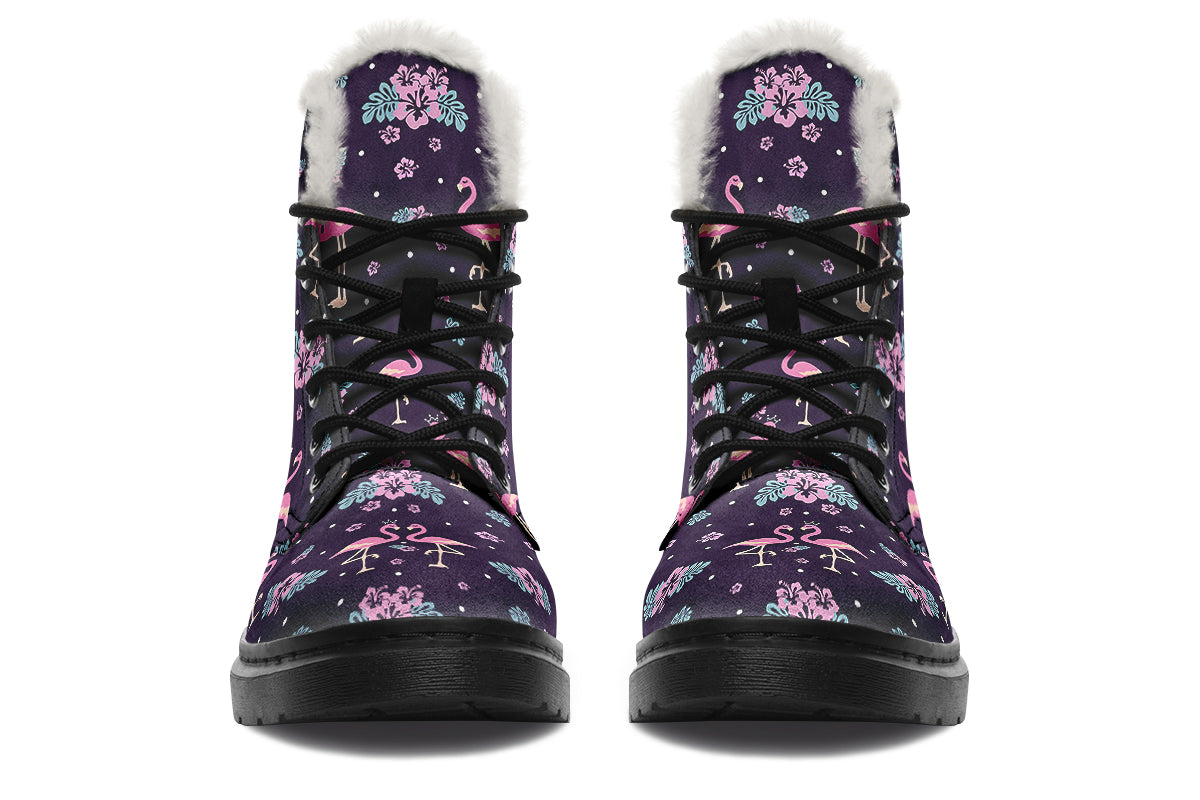 Flamingos Faux Fur Boots - Offbeat Sweetie