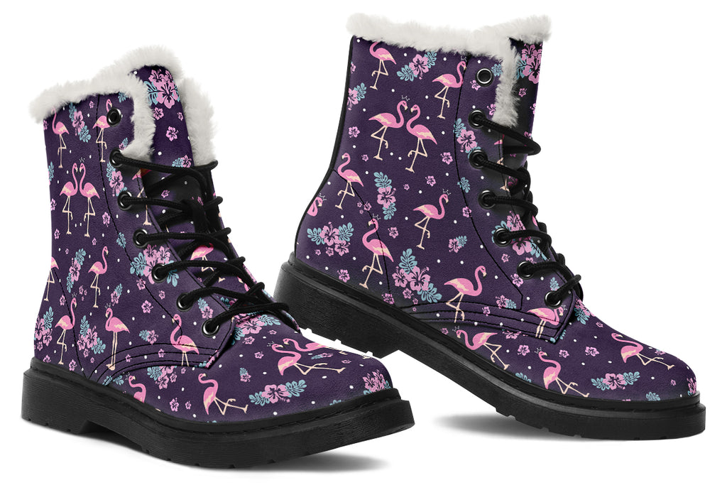 Flamingos Faux Fur Boots - Offbeat Sweetie