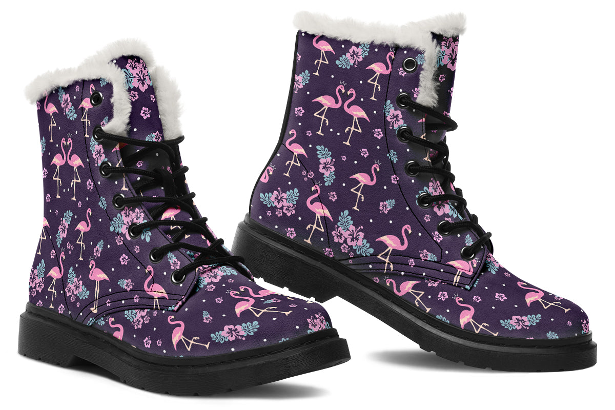 Flamingos Faux Fur Boots - Offbeat Sweetie