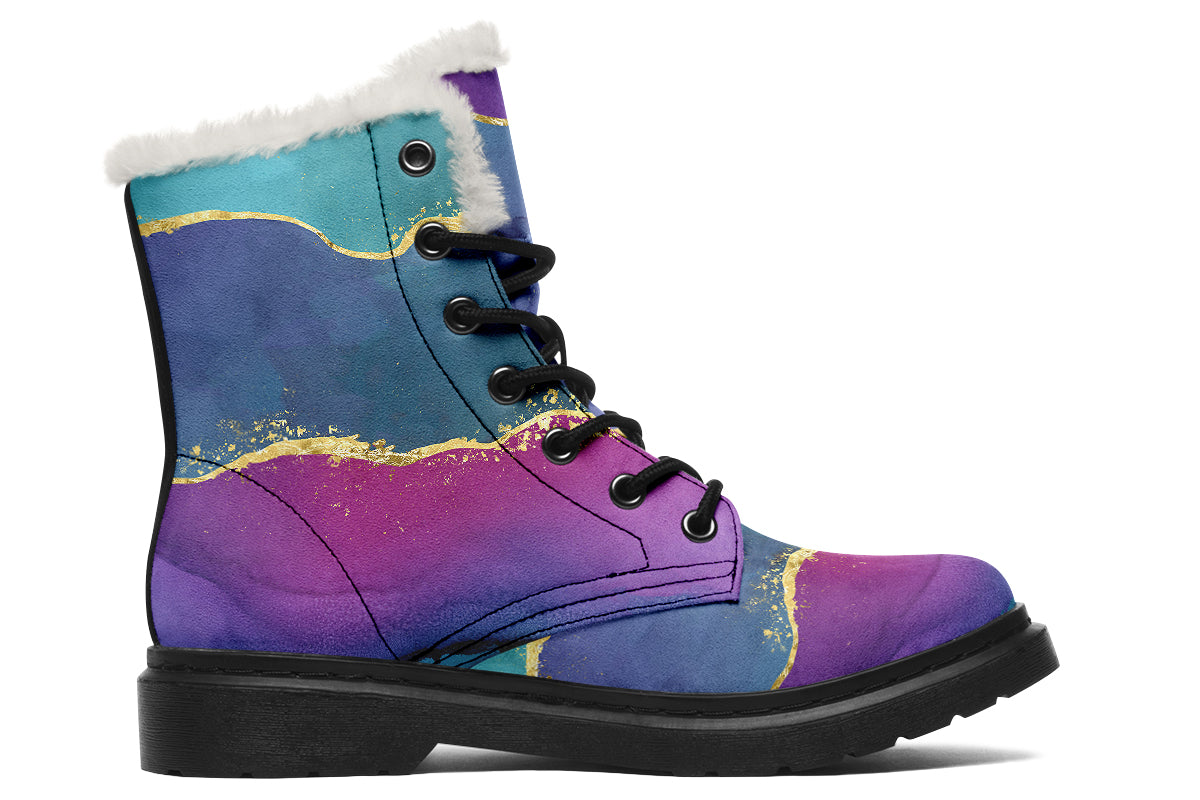 Geode Faux Fur Boots - Offbeat Sweetie