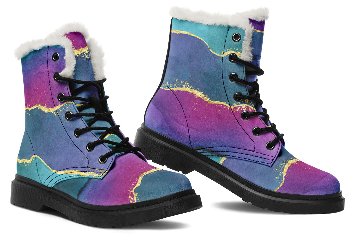 Geode Faux Fur Boots - Offbeat Sweetie